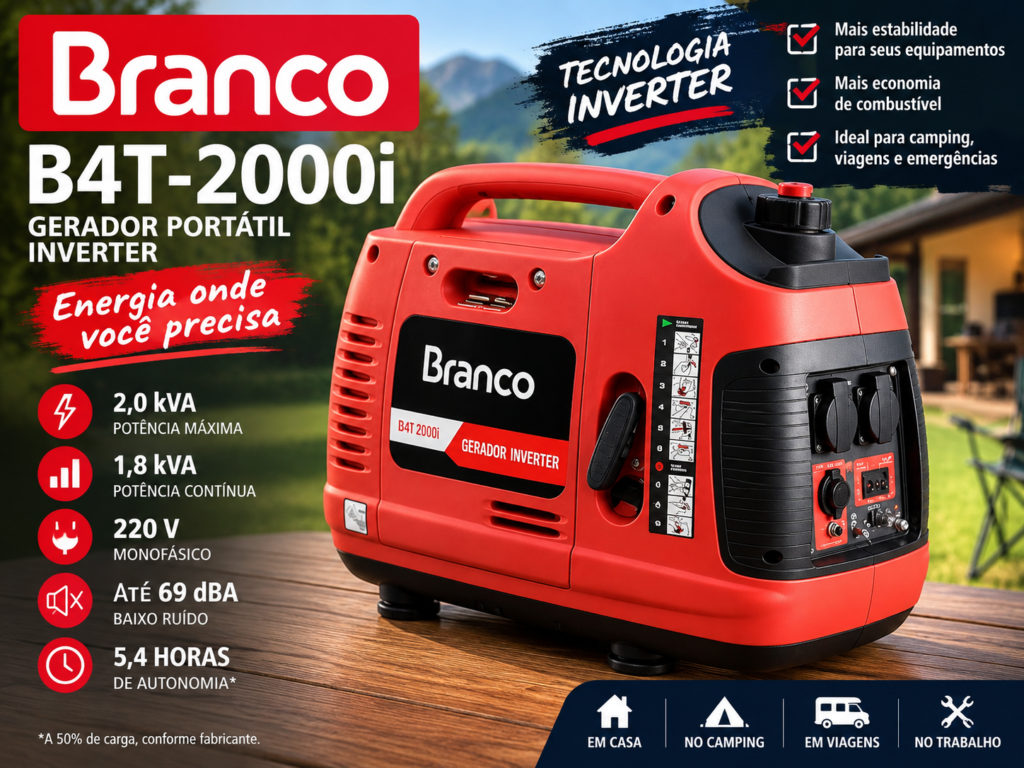 Branco B4T-2000i vale a pena? Review do gerador inverter 220V de 2,0 kVA