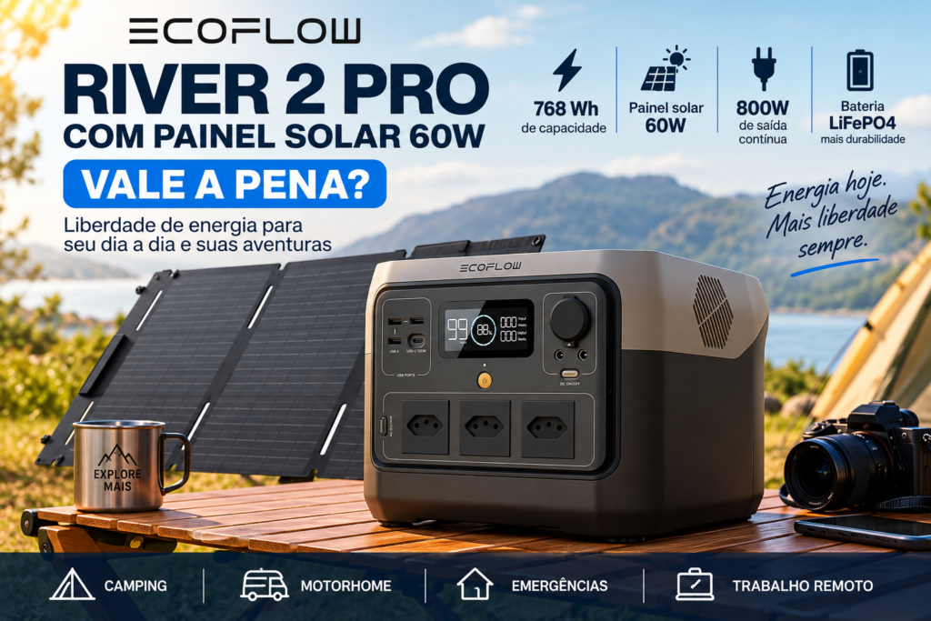 Kit EcoFlow RIVER 2 Pro e painel solar 60W vale a pena? Review completo